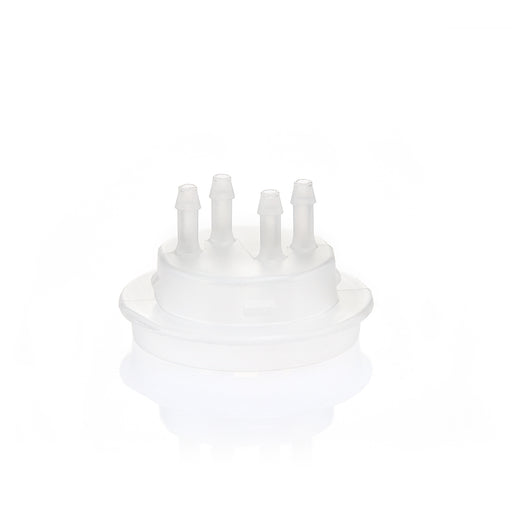 EZBio® GL45 Open Cap & Molded 4x 1/8" HB, Natural PP for Glass Bottles