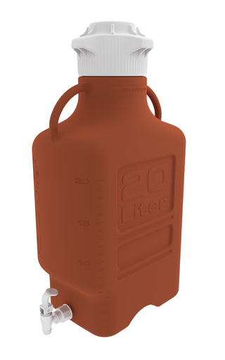 20L (5 Gal) Amber High Density Poly Ethylene (HDPE) Carboy with 120mm Cap and Spigot