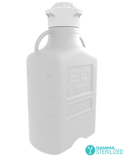 EZBio® 20L (5 GAL) High Density Poly Ethylene (HDPE) Carboy with VersaCap® 120mm, Double Bagged, Gamma Sterilized