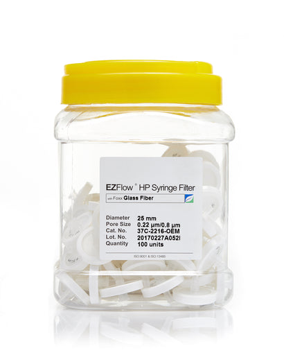 EZFlow® 25mm Syringe Filter, .2μm Glass Fiber, 100/pack