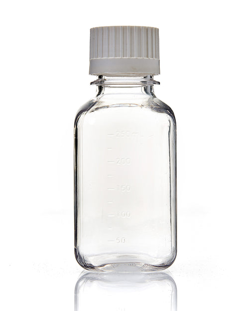 EZBio® Bottle, Polycarbonate (PC), Sterilized, 250mL, Closed Cap, pk/24