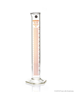 Graduated Measuring Cylinder Hexagonal Base, 250 mL Borosilicate, CS/5