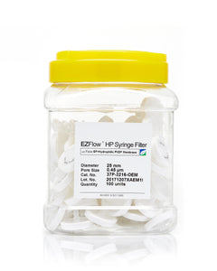 EZFlow® 25mm HP Syringe Filter, .45μm Hydrophilic Polyvinylidene Fluoride (PVDF), 100/pack