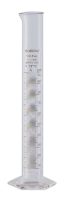 Graduated Measuring Cylinder Pour Out Single Metric ASTM 100 mL Individual Certificate, TC