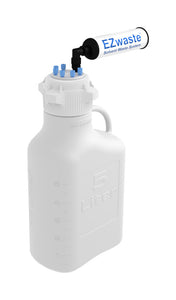 EZwaste® Safety Vent Carboy 5L High Density Poly Ethylene (HDPE) with VersaCap® 83B, 6 Ports for 1/8'' OD Tubing and a Chemical Exhaust Filter