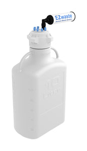 EZwaste® Safety Vent Carboy 10L High Density Poly Ethylene (HDPE) with VersaCap® 83B, 6 Ports for 1/8'' OD Tubing and a Chemical Exhaust Filter