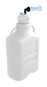 EZwaste® HPLC Solvent Waste System, 20 L Heavy Duty Reusable Carboy, 83 mm (83B) VersaCap with Six (6x) Ports for 1/8 Inch O.D. Tubing; & Filter, 1/EA