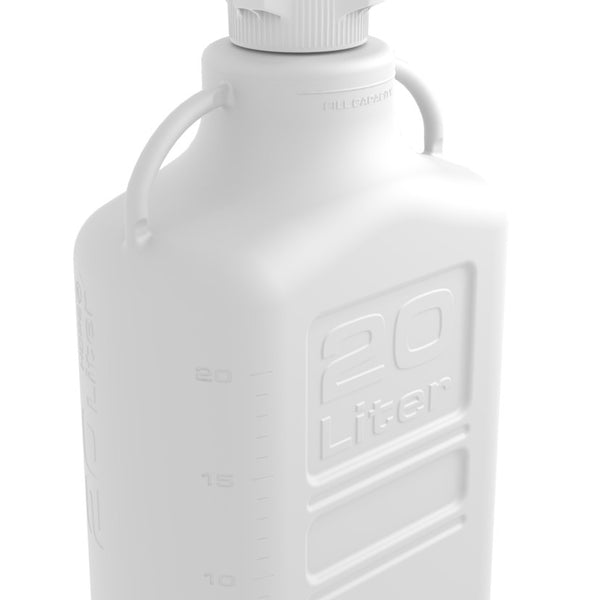 EZwaste® Safety Vent Carboy 20L High Density Poly Ethylene (HDPE) with VersaCap® 83B, 6 Ports for 1/8'' OD Tubing and a Chemical Exhaust Filter