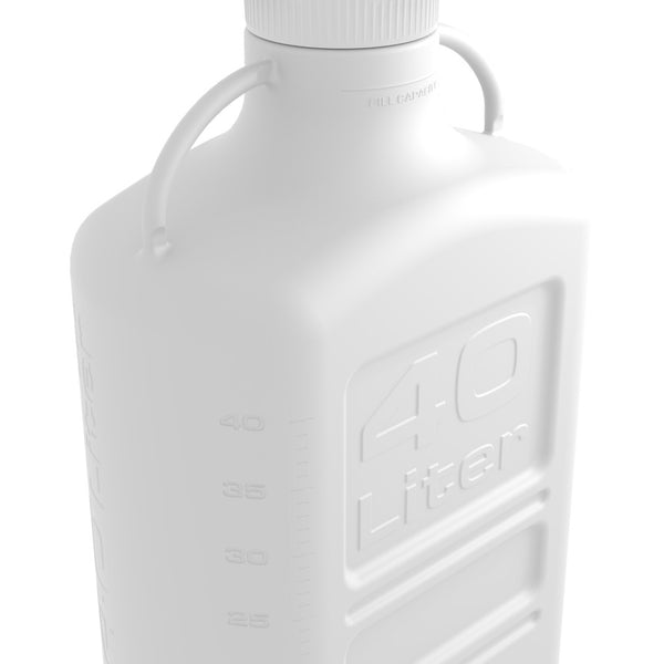 EZwaste® Safety Vent Carboy 40L High Density Poly Ethylene (HDPE) with VersaCap® 120mm and EZ Top adapter, 6 Ports for 1/8'' OD Tubing and a Chemical Exhaust Filter