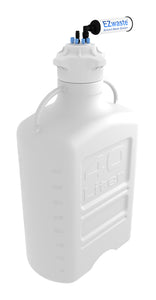 EZwaste® XL Safety Vent Carboy 40L High Density Poly Ethylene (HDPE) with VersaCap® 120mm, 6 Ports for 1/8