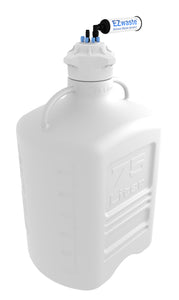 EZwaste® XL Safety Vent Carboy 75L High Density Poly Ethylene (HDPE) 120mm Cap Assy, 6 Ports for 1/8