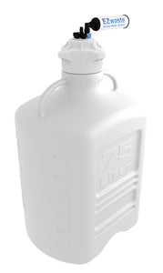 EZwaste® XL Safety Vent Carboy 75L High Density Poly Ethylene (HDPE) with VersaCap® 120mm, 4 Ports for 1/8