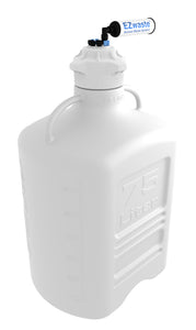 EZwaste® XL Safety Vent Carboy 75L High Density Poly Ethylene (HDPE) with VersaCap® 120mm, 4 Ports for 1/8