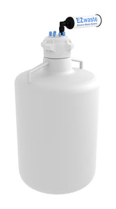 EZwaste® HD Solvent Waste System, VersaCap 83B, 6 Ports for 1/8" OD Tubing with 20L Round High Density Poly Ethylene (HDPE) Container