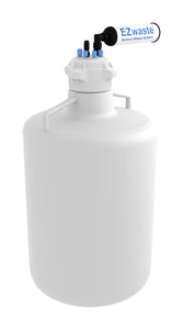 EZwaste® HD Solvent Waste System, VersaCap 83B, 6 Ports for 1/8" OD Tubing, 1 port for 1/4" HB or 3/8" HB with 20L Round High Density Poly Ethylene (HDPE) Container