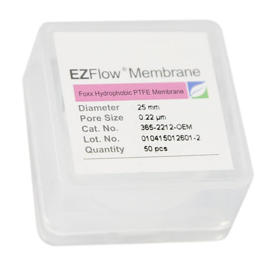 50-pack EZFlow® 25mm 0.2µm PTFE Membrane Disc Filter - Hydrophobic laboratory filter for research and bioprocessing. | img_1 | Foxx Life Sciences Global | shopfls.com