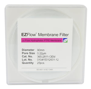 25 pack EZFlow® 90mm 0.2µm Hydrophobic Polytetrafluoroethylene (PTFE) Membrane Disc Filter