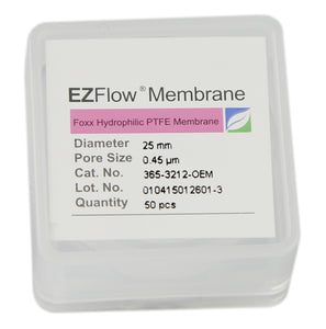 50 pack EZFlow® 25mm 0.45µm Hydrophobic Polytetrafluoroethylene (PTFE) Membrane Disc Filter