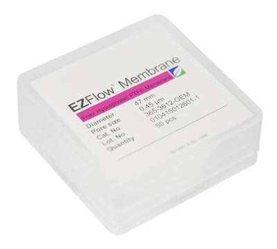 EZFlow® 47mm PTFE Membrane Filter, 0.45µm, 50 pack. Hydrophobic disc for laboratory filtration. | img_1 | Foxx Life Sciences Global | shopfls.com