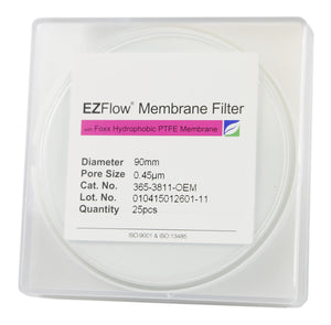 25 pack EZFlow® 90mm 0.45µm Hydrophobic Polytetrafluoroethylene (PTFE) Membrane Disc Filter