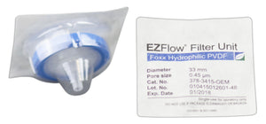 EZFlow® 33mm Sterile Syringe Filter, .45μm Hydrophilic Polyvinylidene Fluoride (PVDF), 100/pack