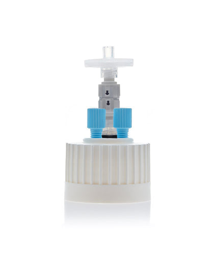 HPLC Solvent Reservoir ChromCap™ 300 Assembly, 38-430, Class VI Polytetrafluoroethylene (PTFE) Adapter,  2 Ports for 3.2mm(1/8") and/or 1.6mm(1/16") OD Tubing