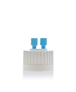 HPLC Solvent Reservoir ChromCap™ 100 Assembly,38-430, Class VI Polytetrafluoroethylene (PTFE) Adapter w Vent Hole, 2 Port for 3.2mm(1/8") or 1.6mm(1/16") OD Tubing, 1/EA