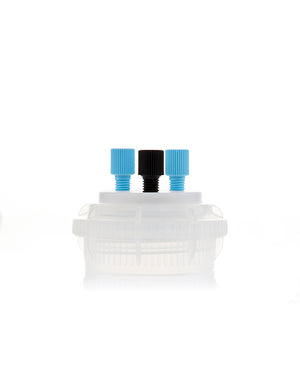 HPLC Solvent Reservoir ChromCap™ 100 Assembly,GL45, Class VI Polytetrafluoroethylene (PTFE) Adapter w Vent Hole, 3 Port for 3.2mm(1/8
