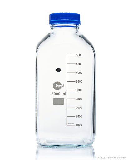 Borosil® Wide Mouth Glass Bottle - Square - 5L - 1/EA