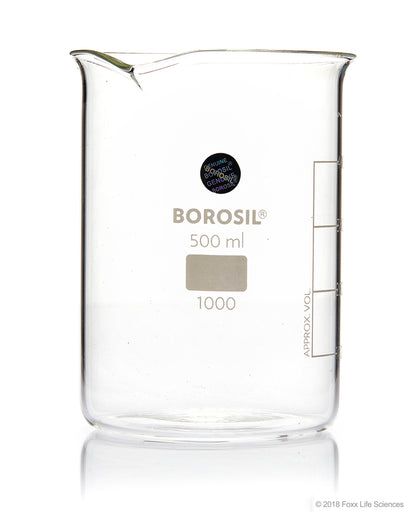 Borosil® Beaker Griffin Low Form with Spout Graduated ISO 3819 Borosilicate 500mL CS/40
