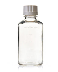 EZBio® Square Bottle, 500mL, Polycarbonate (PC), Sterilized, 38-430mm Versacap®, 12/pk