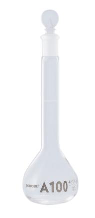 Borosil® Flasks, Volumetric, Class A, WM, Clear, I/C Glass Stopper, 20mL, 12/21, Ind. Cert, CS/5