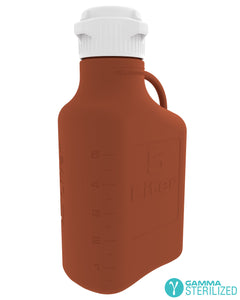 EZBio® 5L (1 GAL) Amber High Density Poly Ethylene (HDPE) Carboy with VersaCap® 83B, Double Bagged, Gamma Sterilized