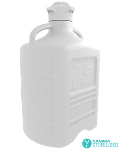 EZBio® 75L (20GAL) Polypropylene (PP) Carboy with VersaCap® 120mm, Double Bagged, Gamma Sterilized