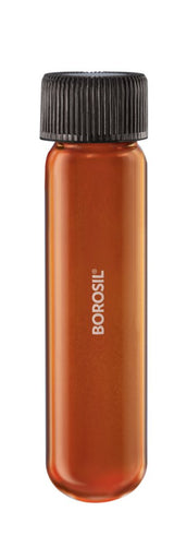 Borosil® Tubes, Culture, Round Bottom, Amber, Polytetrafluoroethylene (PTFE)-Lined Polypropylene (PP) Screw Caps, 150mL, CS/50
