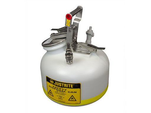 Quick-Disconnect Disposal Safety Can with fittings for 3/8" tubing, 2 gal., polyethylene