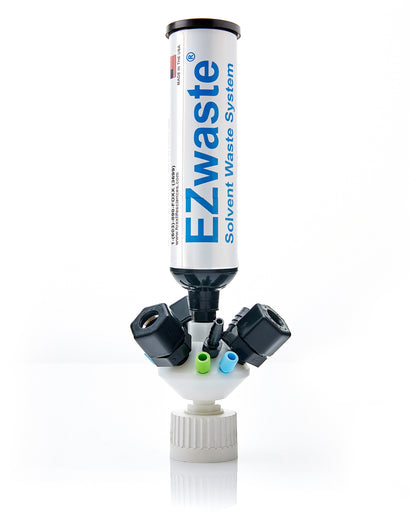 EZWaste® Universal Stackable HPLC 38-430 Cap Assy, Exhaust Filter,  6 X OD Tube 3.mm & 1.6mm 3X Hose Barb 3.2mm & 9.5mm, 3 X OD Tube 12.7mm 1/EA