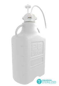 EZBio® Single Use Carboy Assembly, 20L, Polypropylene (PP), VersaCap® 83B, TPE Tubing w/ Dip Tube, Gamma Sterilized, 1/EA