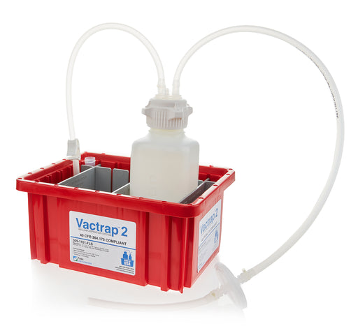 Vactrap2™, High Density Poly Ethylene (HDPE) (Bleach-Compatible), 1L, Red Bin, 1/4" ID Tubing