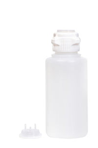 Round EZLabpure™ Polypropylene (PP) Vacuum Bottle, 1L,  Open VersaCap® 53B, With Closed and  2x1/8