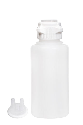 Round EZLabpure™ Polypropylene (PP) Vacuum Bottle, 1 L, Open VersaCap® 53B, With Closed and 2x5/16" HB Adapters, 1/EA