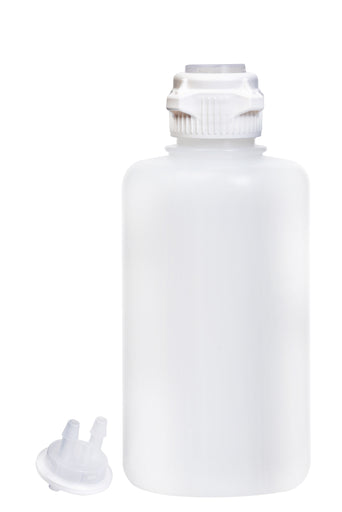 Round EZLabpure™ Polypropylene (PP) Vacuum Bottle, 2 L, Open VersaCap® 53B, With Closed and 2x5/16" HB Adapters, 1/EA