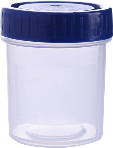 Abdos Sample Container, Polypropylene (PP)/PE, 120ml, Blue Cap, Bulk, 200/CS
