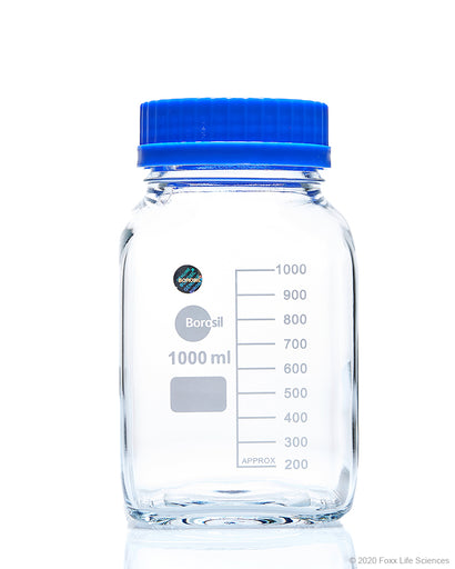 Borosil® Wide Mouth Glass Bottles - Square - 1L - CS/10 – Foxx Life Sciences